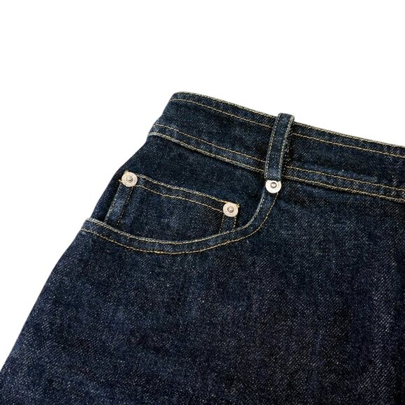 CHANEL Vintage 96P CC Mark Logo Denim Skirt #36 Dark Blue Yellow Cotton [106356] - Picture 9 of 13